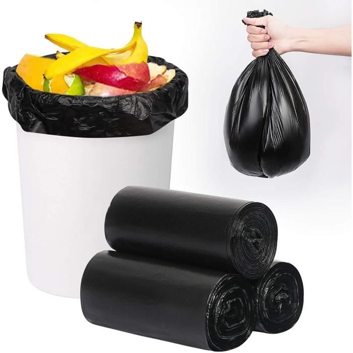 Lot de 3 rouleaux de 150 sacs poubelle de 4 gallons pour salle de bain,  cuisine, chambre à coucher, toilettes, bureau, noir