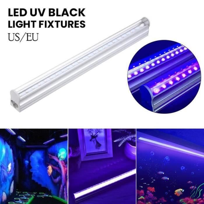 Lumiere Noire URAQT Tube LED Lumière Noire, 2pcs 5W Barre De Lumières UV, 24 Leds Tube/Barre Lumière Noire, 5V Rechargeable Avec Prise Et Interrupteur Pour Halloween Peinture Corporelle Jeu De Lumiere Soiree