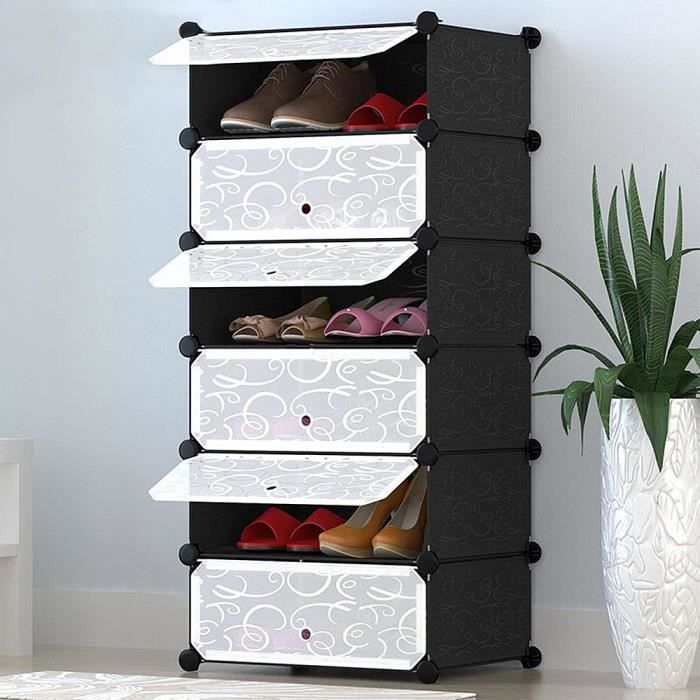 6 Cubes Diy Porte Chaussures En Plastique Multi Usage Etageres A