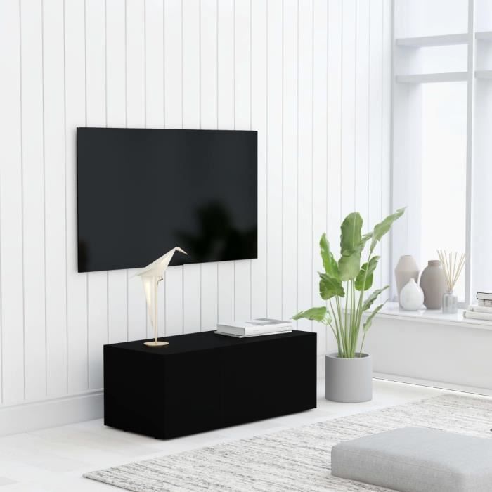 co4761 magnifique -meuble tv armoire tele table television moderne professionnel décor - support télévision - meuble hifi noir 80x34