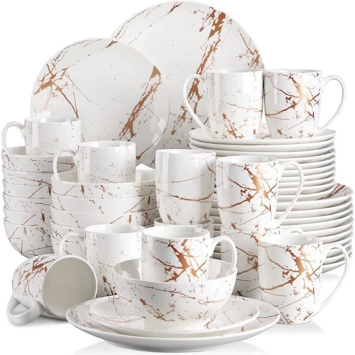 LOVECASA, 48pcs Service de Table Complet Porcelaine pour 12 Personnes,  Série Sweet - Blanc- pour Pâques - Cdiscount Maison