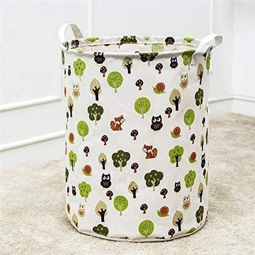 Seau de Rangement Pliable - Hibou - Bleu - 50x40cm - Coton et Lin - Imperméable