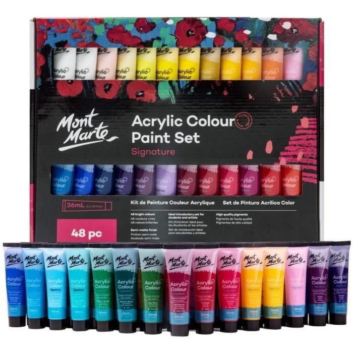 Peinture Acrylique-Set de 48 Tubes de 36ml， Facile sur Canvas Bois  Céramique Argile Tissu， Parfait pour Les Débutants,Professionnels - Achat /  Vente peinture acrylique Peinture Acrylique-Set de 4 - Cdiscount