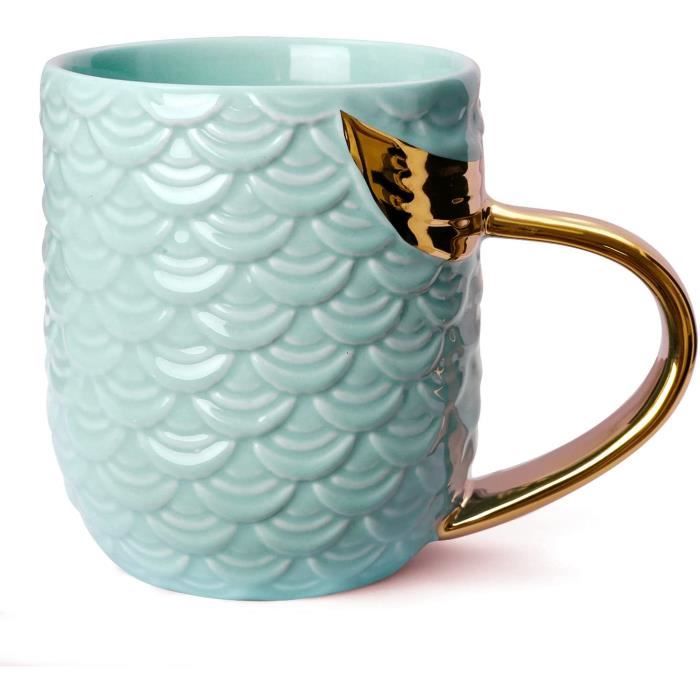 Mugs à infusion Tasse de thé en porcelaine originale 400ml Tasse à café en  céramique de la sirène de la mer de dauphin avec couvercle et cuillère  Beaux cadeaux personnalisés Meilleur Cadeau 