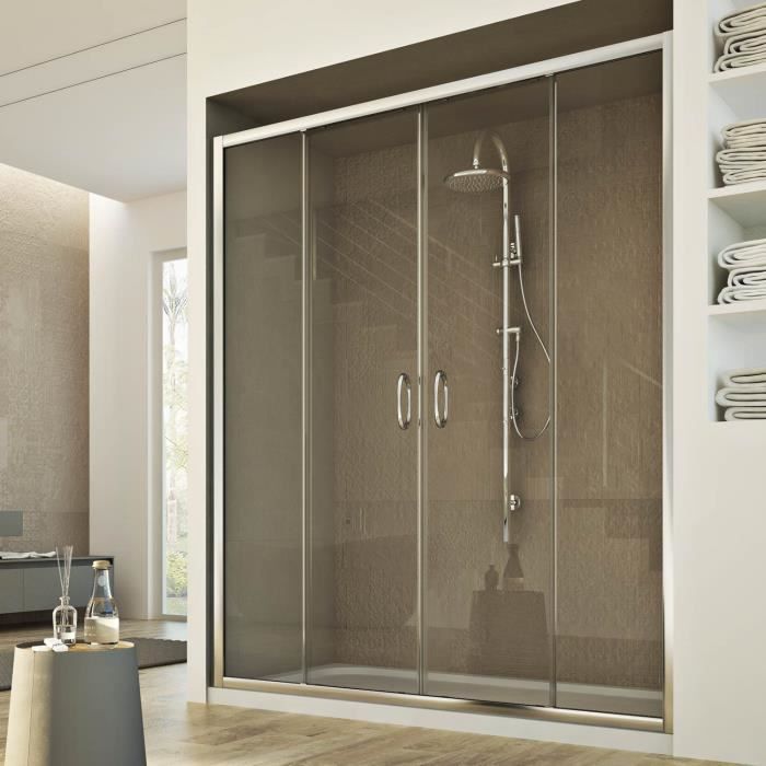 REPLAY Idralite - Porte de douche coulissante verre transparent h 185 mod  2 portes 160 cm