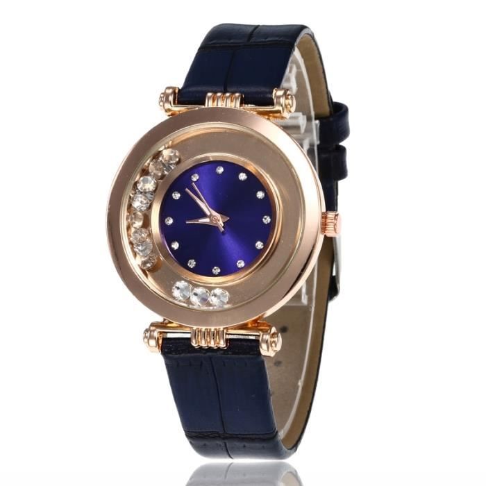 MONTRE BRACELET blanc Skone 9243 femmes strass décoré bracelet en cuir