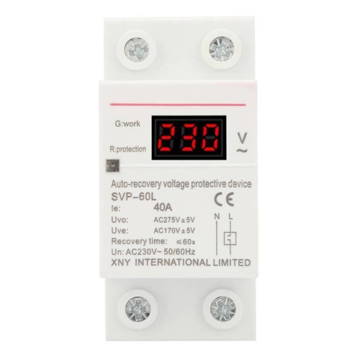 Protection contre les surtensions et les sous-tensions Récupération de tension protecteur de surtension 230 V 40 A pour les