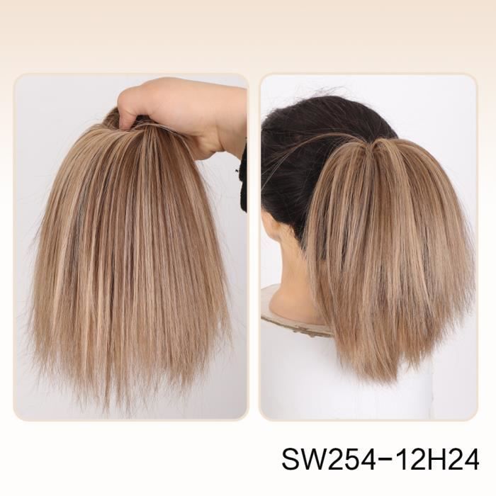 Extensions à Clip Cheveux Châtain Cuivré Avec Mèches Blond Clair 60 Cm - Référence 6bt27b, Neuves