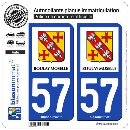 Lot De 4 Autocollants Département 57 Moselle (Lorraine) Pour Plaque D'Immatriculation - Dimensions 45x100 Mm - Fabriqué En France