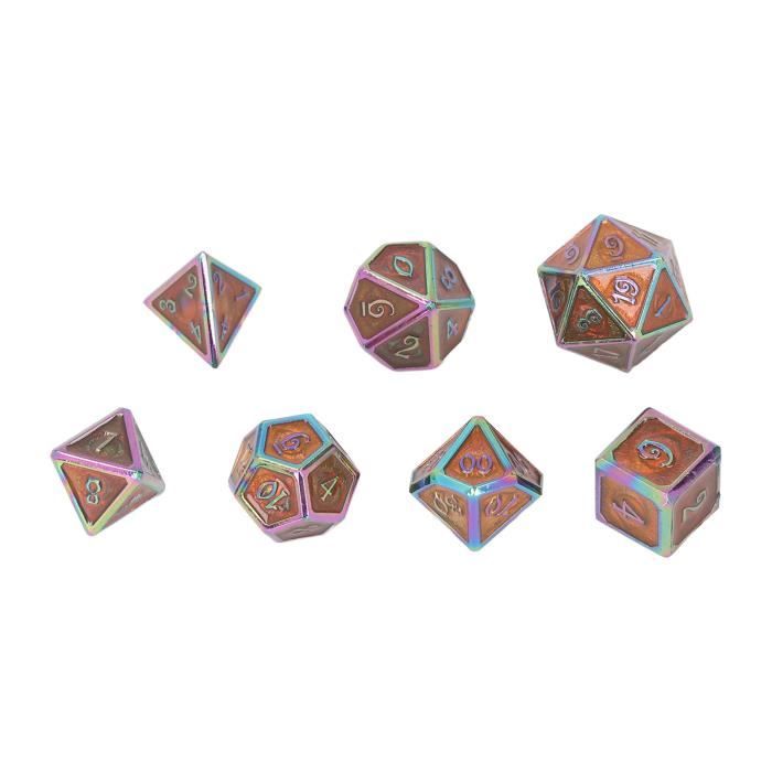 Lot De 7 Dés En Métal Pour D&D – Alliage De Zinc, Finition Bronze, Parfaits Pour Donjons Et Dragons