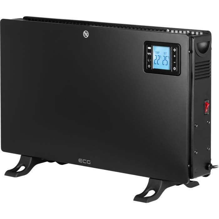 Chauffage dAppoint - ECG - TK 2080 DR Black - Noir - 750/1250/2000 W - Réglage de Température - 3 Niveaux de Puissance - Minuterie