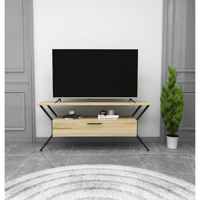 le meuble tv est une pièce de mobilier élégante et raffinée, fabriquée à partir de panneaux de particules 100% mélaminés. d'une é...