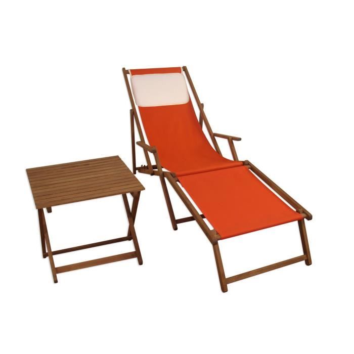Chaise longue jardin pliante couleur terracotta repose-pieds table oreiller 10-309FTKH