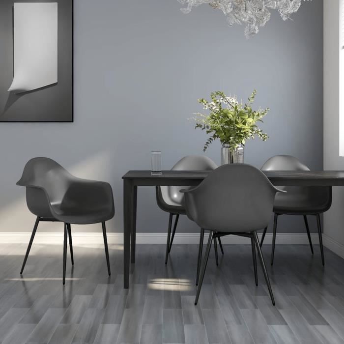 chaises de salle à manger - famirosa - lot de 4 - gris - style contemporain - design