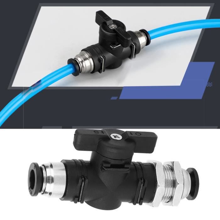Lot De 3 Vannes D'arrêt Pneumatiques 8mm - Raccord Rapide, Rotatif 360° - Plastique Et Cuivre, 0-1 MPa - 4