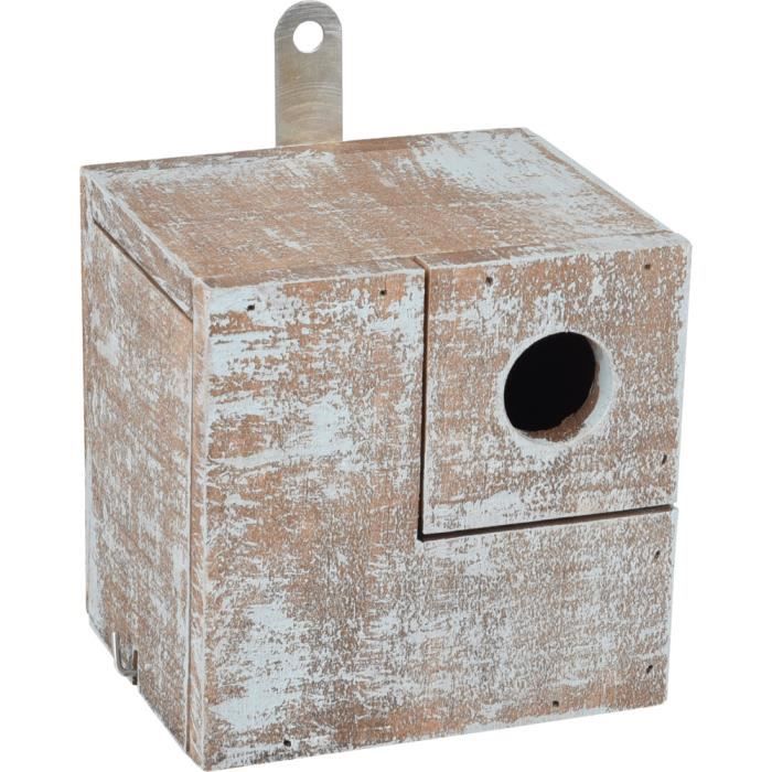 Meilleurs prix pour Nichoir Georgia forme cube 12 cm pour oiseaux - FLAMINGO 16 Marron