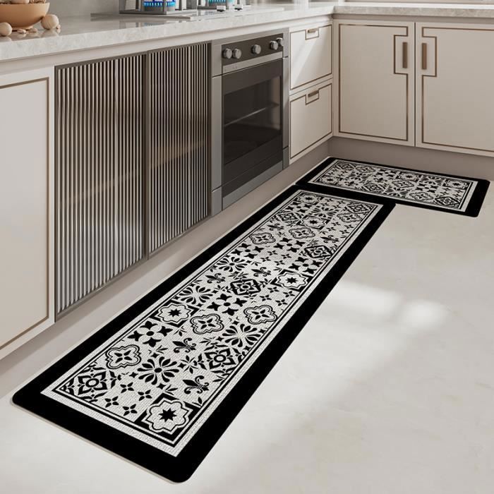 Tapis Cuisine Devant Evier Antidérapant Et Lavable 40 X 120cm - Tapis Couloir Long Moderne Motifs Géométriques, Tapis D Entree Interieur, Tapis De Passage Au Metre Pour Salon Chambre, Beige, Marron