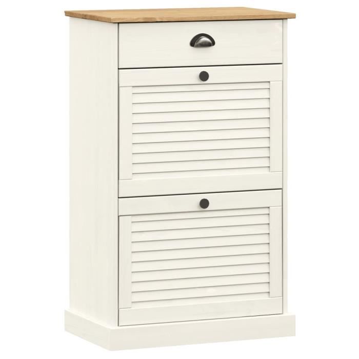 Meuble à chaussures - GAROSA - VIGO - Bois massif de pin - 60x35x96 cm - 2 portes 1 tiroir
