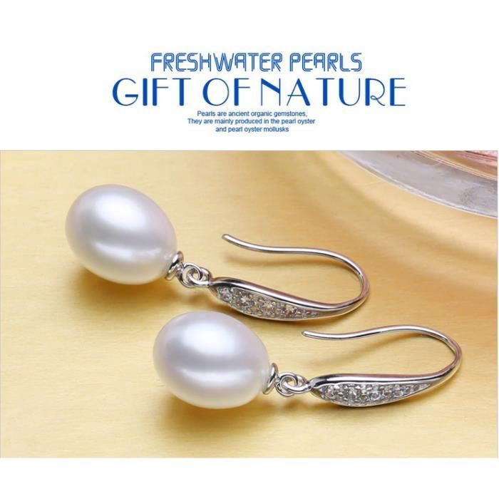 Boucles D'oreilles Perles D'eau Douce Naturelles 8 Mm - Monture Argent 925/1000, Marque Bijouxia, Neuves