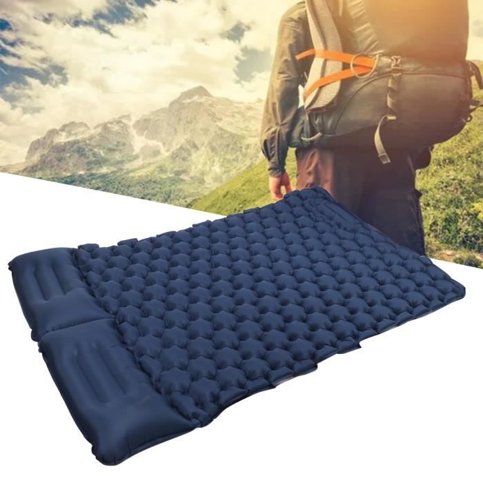 hurrise matelas de camping gonflable double avec oreiller design ergonomique etanche en nylon pour camping en plein air