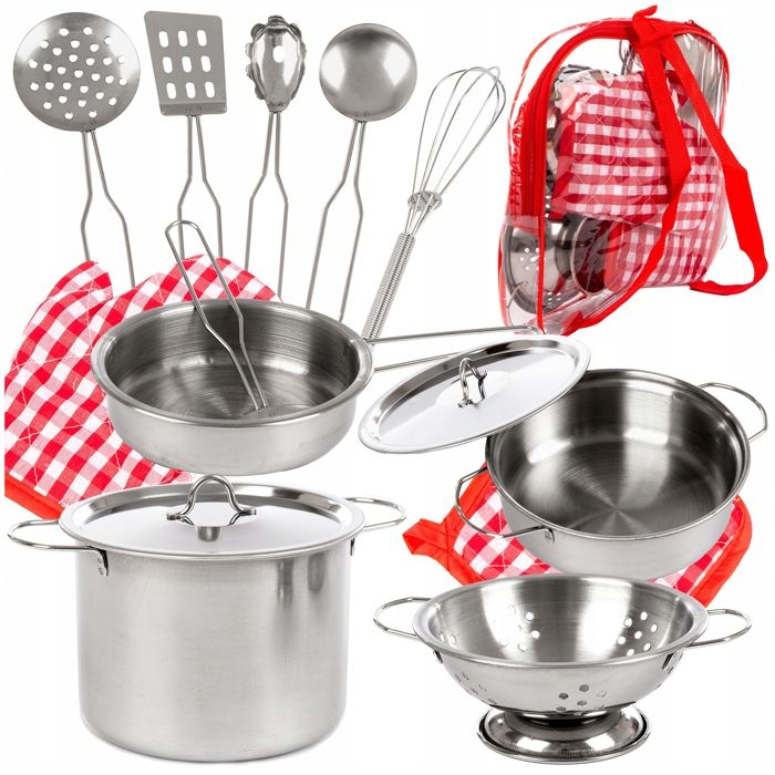 Jeu de cuisine - KINDERPLAY - KP2026 - Set de casseroles - Sac à dos - 12 éléments