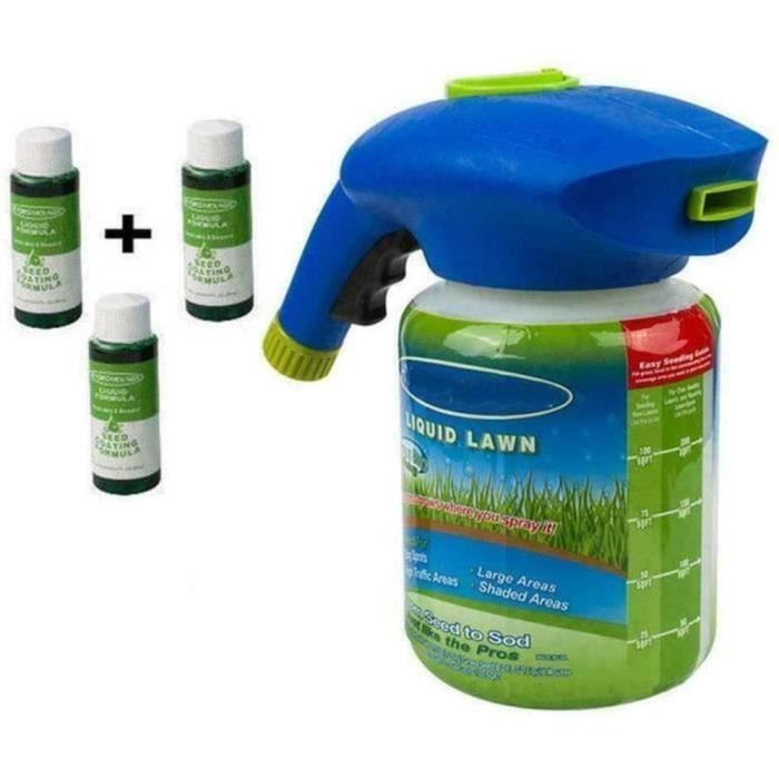 Hydro mousse Pulvérisateur de semences de Gazon Liquide pour pelouse (1 bouteille vide + 3 liquides)