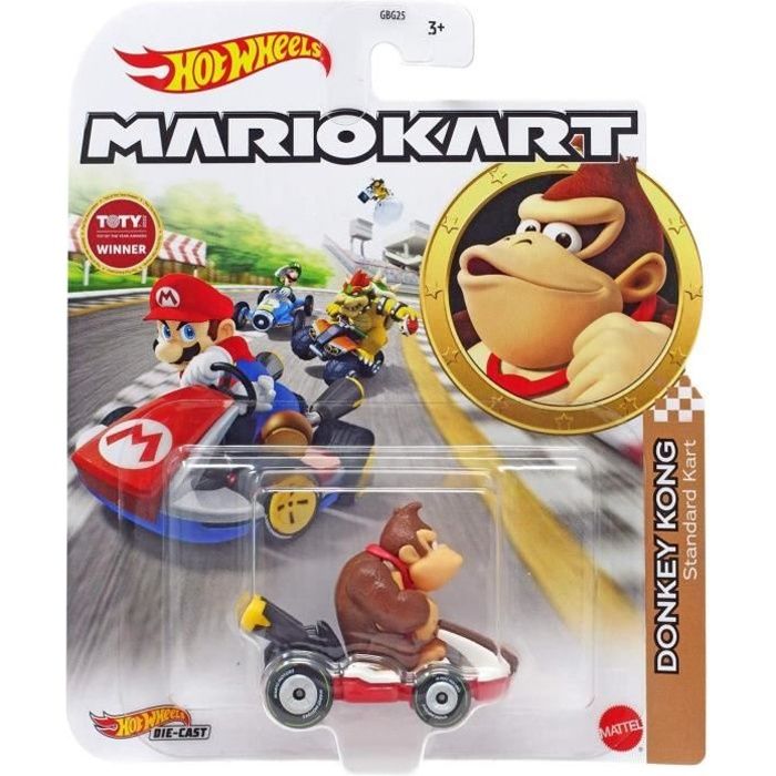 Hot Wheels Mario Kart - Voiture Donkey Kong Standart Kart - Character Cars  1:64 - Neuf - Cdiscount Jeux - Jouets