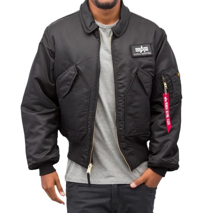 Veste d hiver ALPHA INDUSTRIES CWU 45P Flight pour homme Noir Noir Cdiscount Pret a Porter