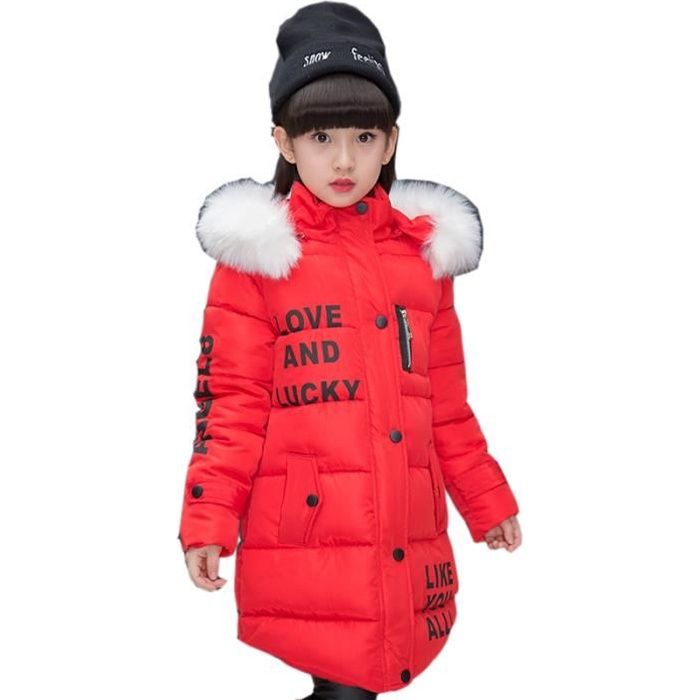 Manteau enfant fille paisse long hiver Rouge Cdiscount Pr t