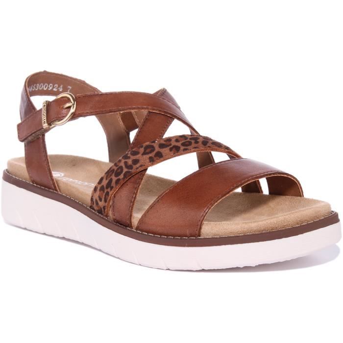 Sandale femme en cuir REMONTE Jocelyn Marron Boucle de serrage Semelle en mousse a memoire de forme Brun Cdiscount Chaussures