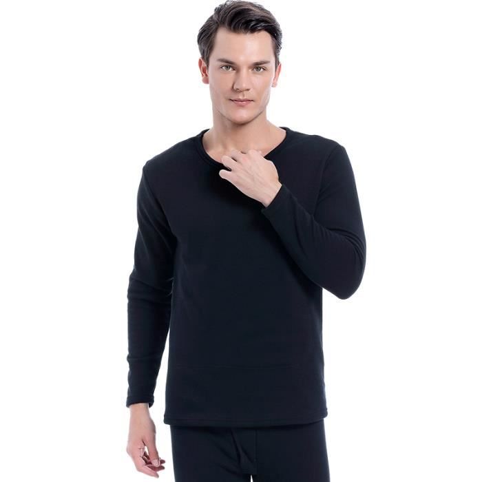 Sous-vêtements Thermiques Homme Hiver - Combinaison Manches Longues + Pantalon Polaire - Pour Ski, Running, Cyclisme (tenue Chaude De Base)
