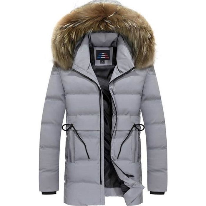 Doudoune homme de Marque luxe longue section Epais chaud en vrac Grand format XXXL chapeau detachable tendance parka Vetement Gris Cdiscount Pret a Porter