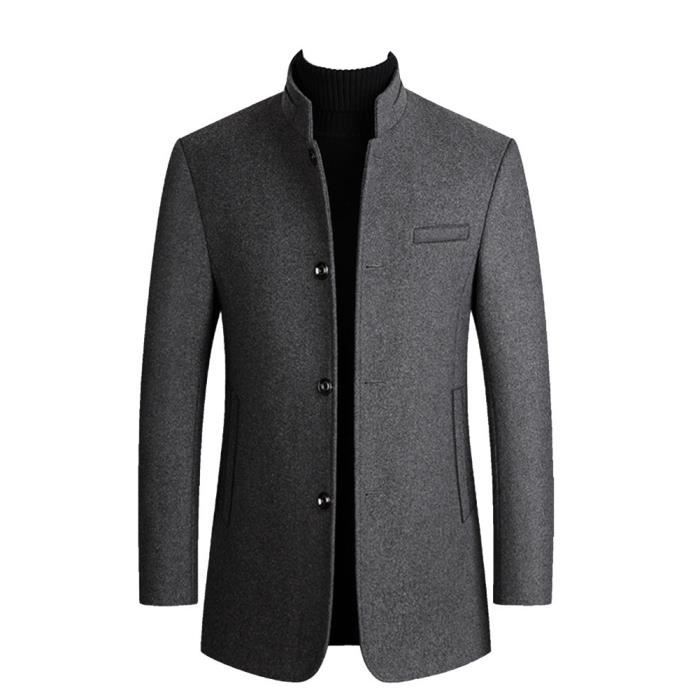 Manteau Long col montant homme manteau homme hiver pardessus en