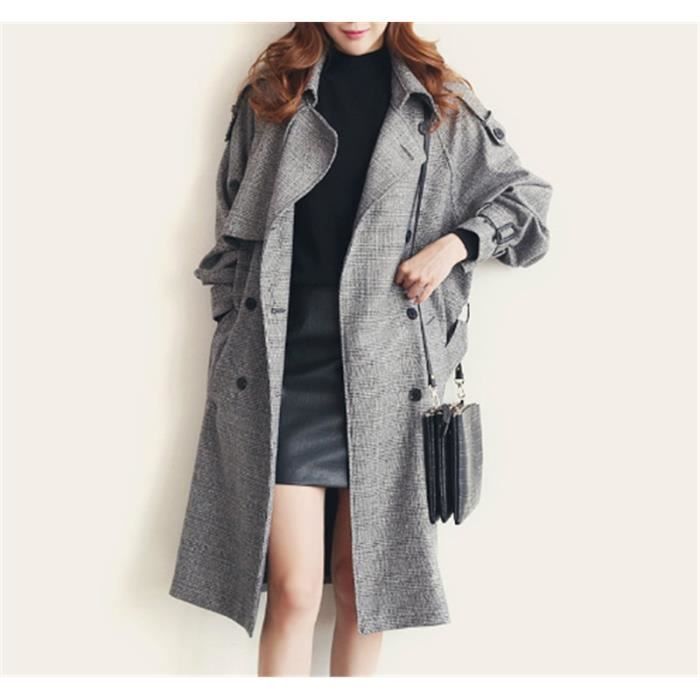 Manteau coupe vent pour femme Type gray Trench Coat Double boutonnage Style anglais Blanc Cdiscount Pret a Porter