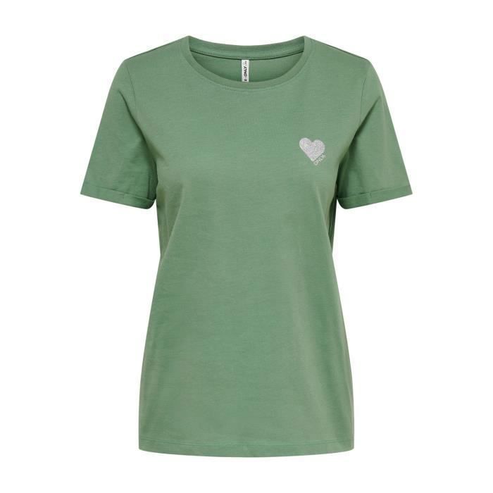 T-shirt femme Only Onlkita Logo Top Noos - vert