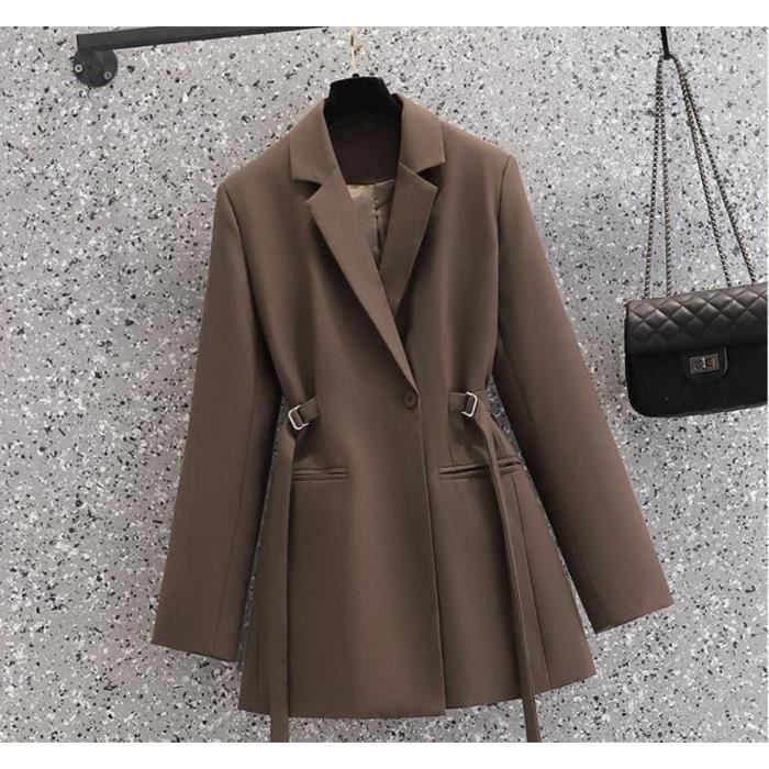 Blazer femme - Mteaux ?�l?�gts ?� taille fine pour - FR81AJ Brown_add_cotton - Cdiscount Pr??t-?�-Porter