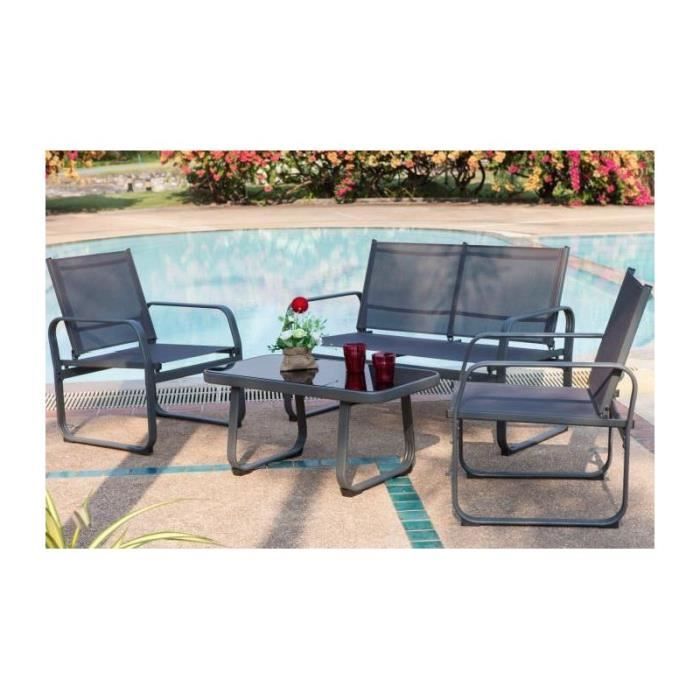 Salon De Jardin 4 Places Lychee Gris Anthracite Achat Vente