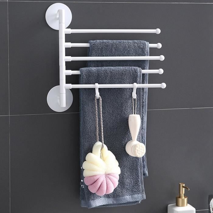 Anneau Porte-serviettes En Noyer Et Aluminium - Support Mural Sans Perçage, 17x14.5x9.5cm - Pour Salle De Bain, Cuisine - 3