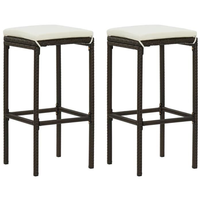 88389 Jills•) SOLDES Lot de Tabourets de bar avec coussins 2 pcs avec élégant - Chaises de Cuisine Pour Bar Bistrot Marron Résine t