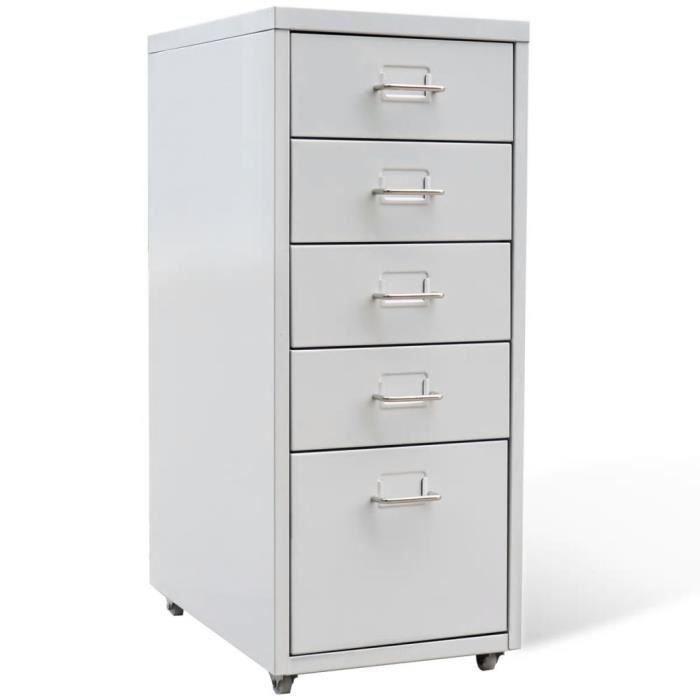 Classeur Suspendu Armoire De Bureau Metal 5 Tiroirs Gris Achat