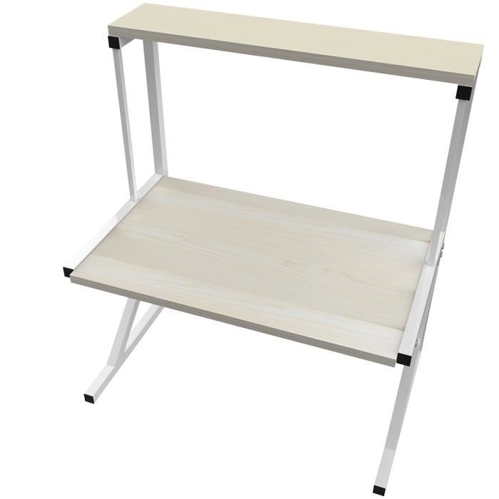 PEACHES Meuble Étagère 65*54*30cm Support pour four à micro-ondes Fabrication soignée Couleur blanc érable