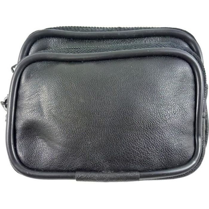 Porte monnaie pochette ceinture en cuir agneau petit modèle noir  RC006257