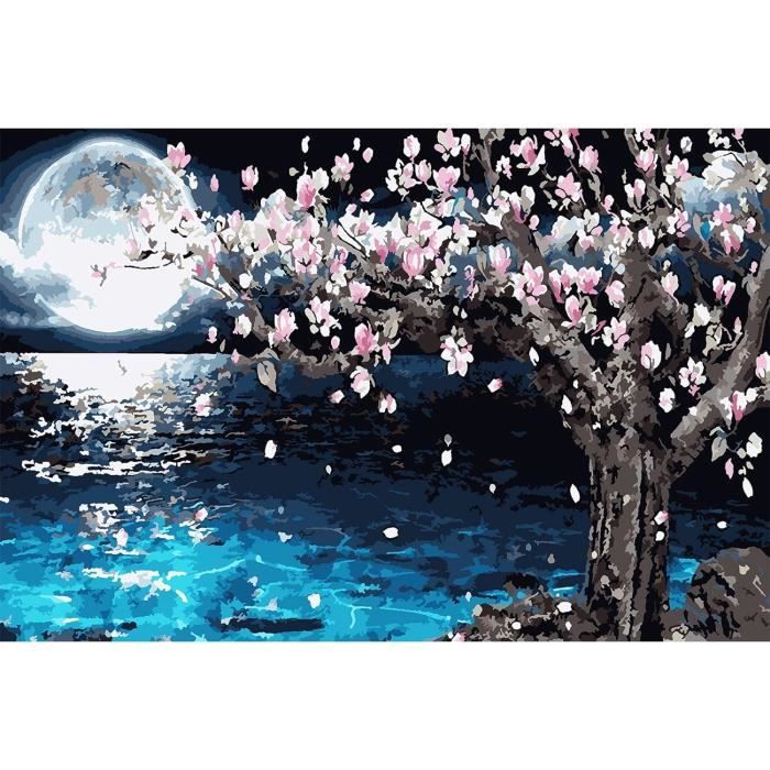 Kit Peinture Par Numéros Adulte Paysage Japonais - Toile 40x50 Cm, Peintures Et Pinceaux Inclus