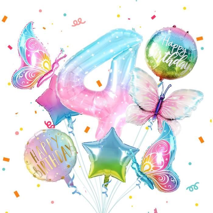 4 Ballons Papillon En Aluminium - Décoration Anniversaire, Mariage, Fête - Violet - Gonflage à L'Hélium Ou à L'Air