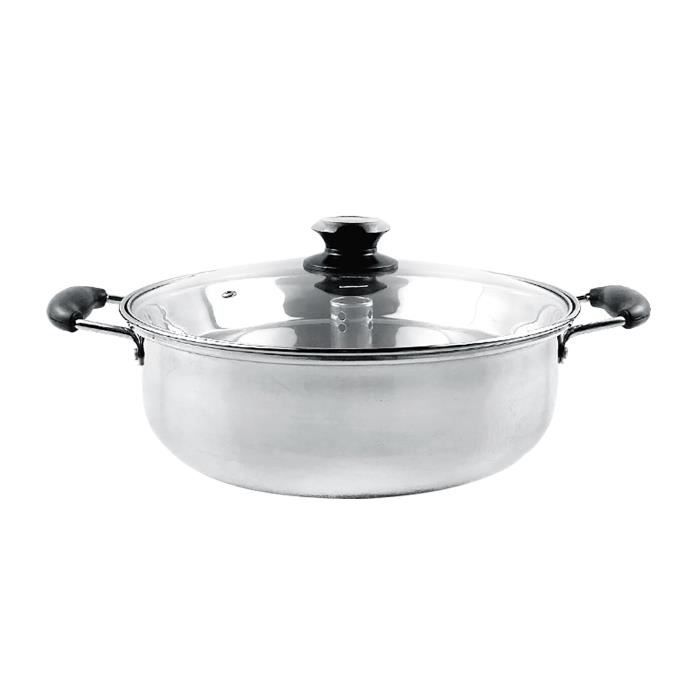 Agashi Marmite à Vapeur Inox 24 Cm - Cuiseur à Riz Et Soupe Multifonction Avec Couvercle Verre