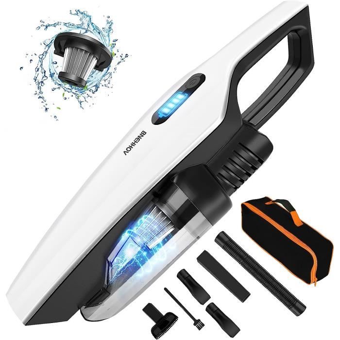 Aspirateur à Main Sans Fil 120W - 9000 Pa, 2 Filtres Lavables, 3 Buses, 600g, Autonomie 25 Min