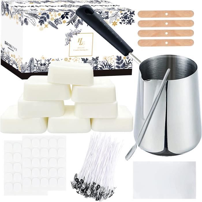 Kit Fabrication Bougies Professionnel - Pot Inox 900ml, Cire De Soja, Thermomètre, Outils - 11
