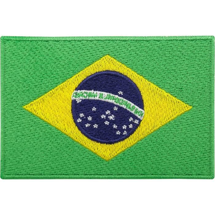 Patch Brésilien Brodé Thermocollant - Drapeau Brésil - Déco Sac Ou Vêtement