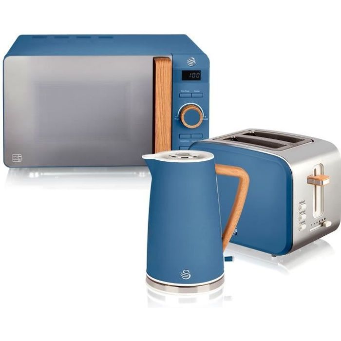 Set petit-déjeuner - SWAN - Nordic Bleu - Micro-ondes 800W - Grille-pain  900W - Bouilloire 1,7L - Cdiscount Electroménager