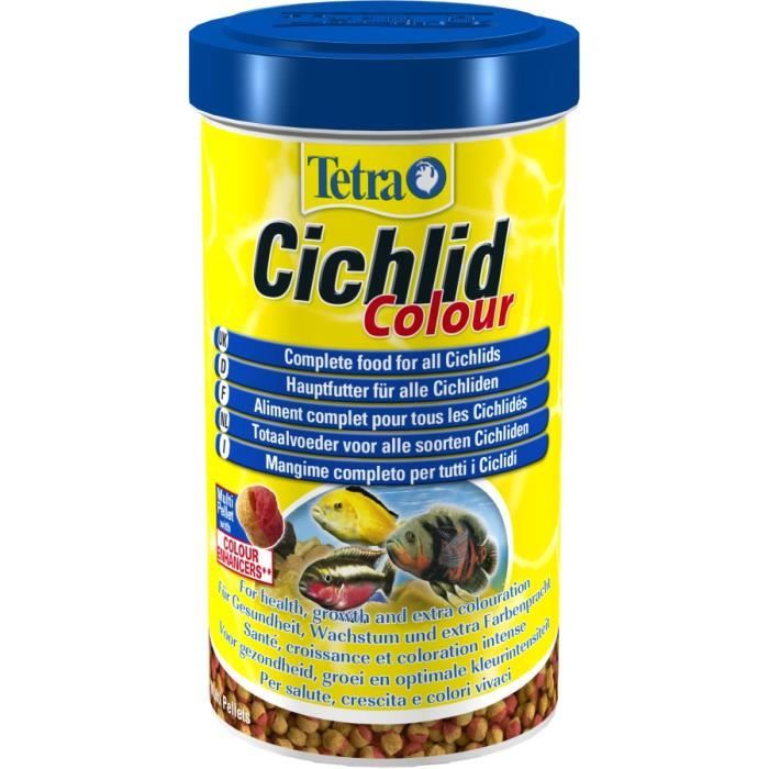Aliment complet pour cichlidés - TETRA - 500 ml - Riche en protéines - Activateur naturel de couleur